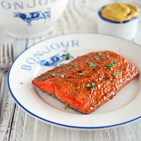 Salmon with Mustard and Brown Sugar Glaze - The Cake Chica