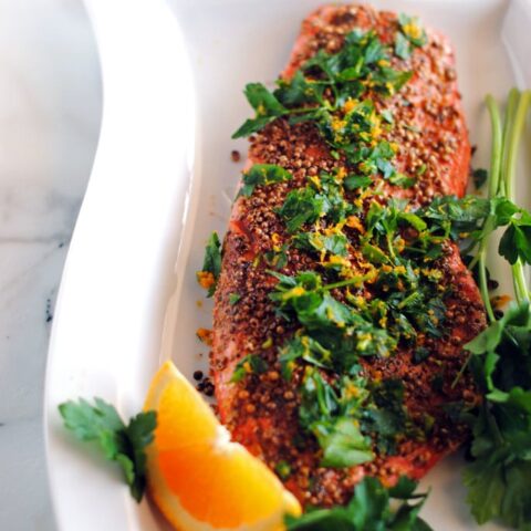 Pepper and Coriander Coated Salmon Fillets