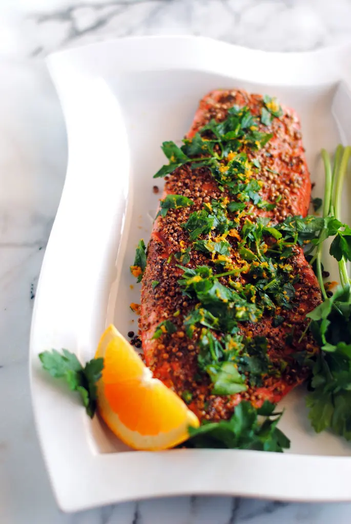Pepper and Coriander Coated Salmon Fillets