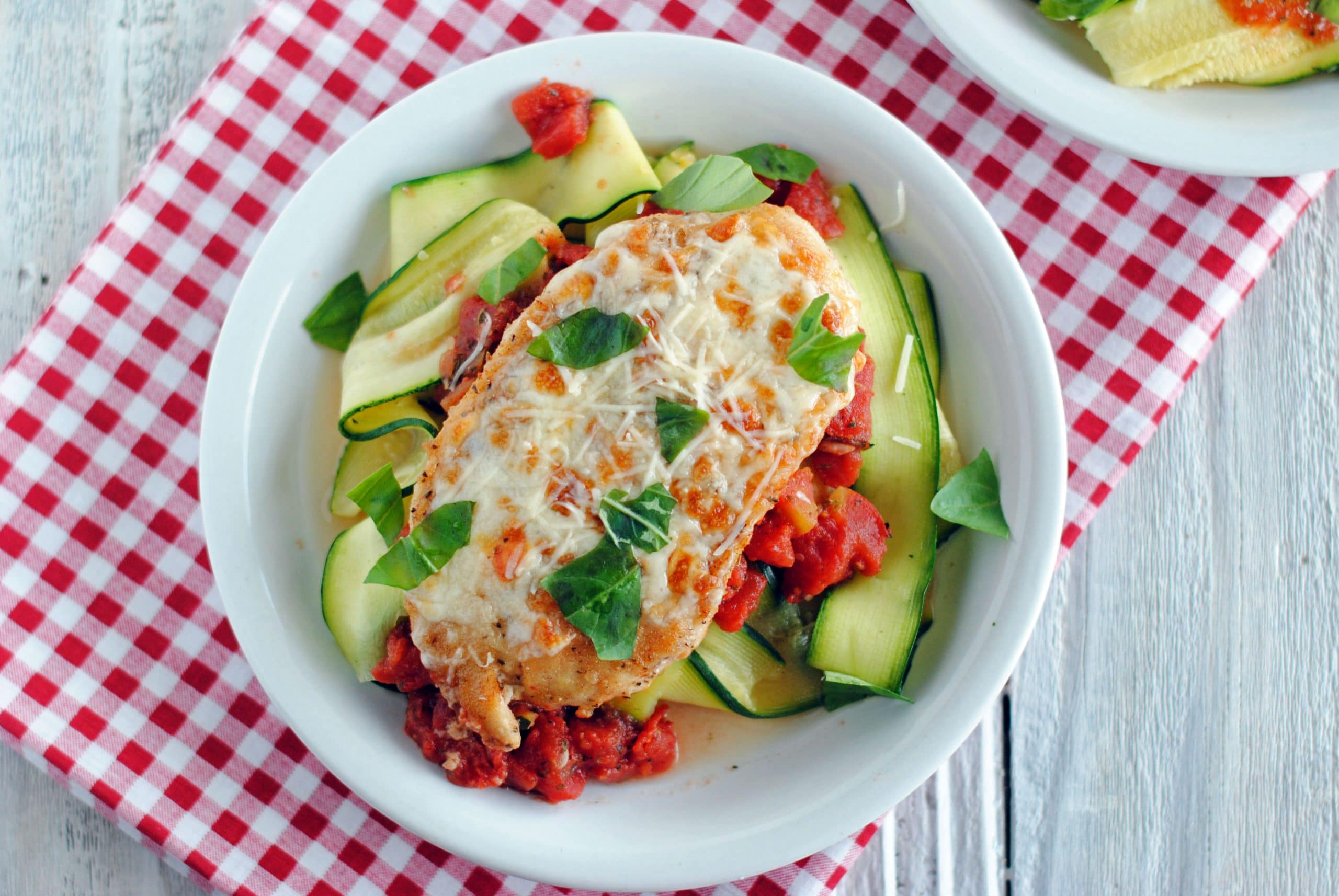 Chicken Parmesan with Zucchini Noodles The Cake Chica