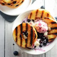 Grilled Doughnuts with Blueberry Sauce