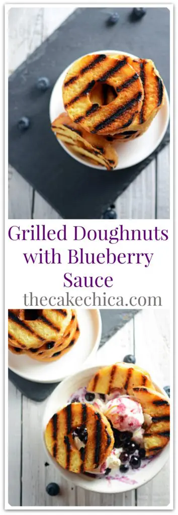 Grilled Doughnuts with Blueberry Sauce