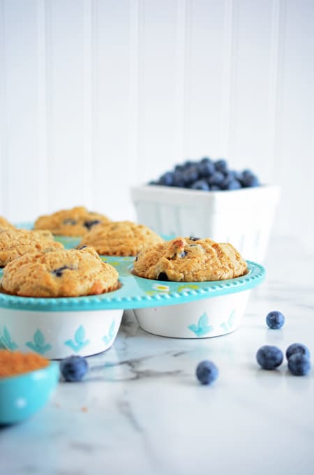 Reduced Sugar Blueberry Muffins