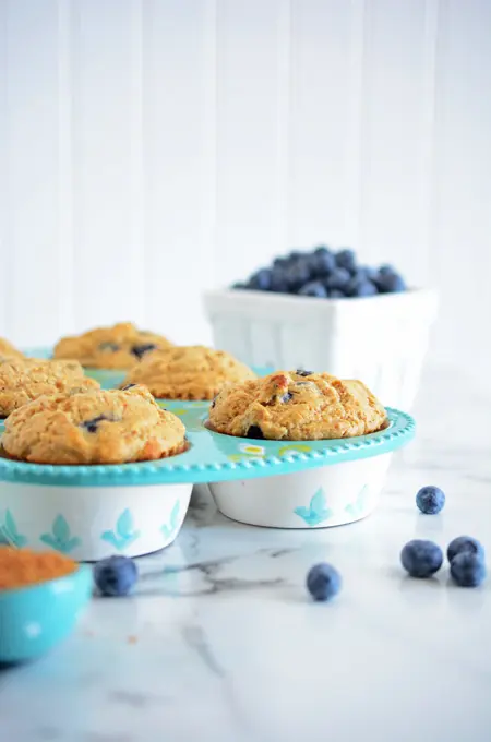 Reduced Sugar Blueberry Muffins