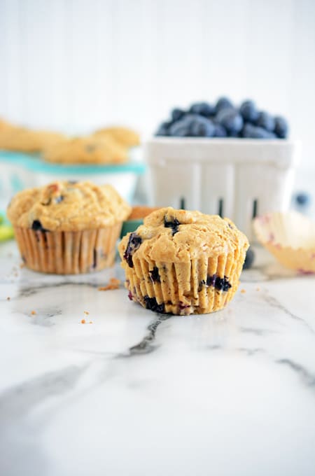 Reduced Sugar Blueberry Muffins