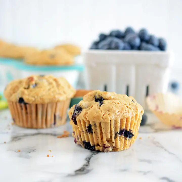 Reduced Sugar Blueberry Muffins - The Cake Chica