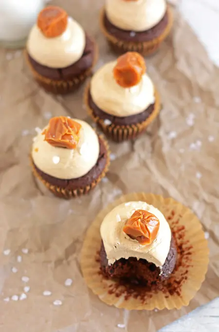 Chocolate Cupcakes with Caramel-Espresso Buttercream