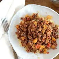 Beef Picadillo Over Brown Rice