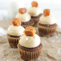 Chocolate Cupcakes with Caramel-Espresso Frosting