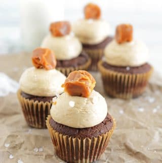 Chocolate Cupcakes with Caramel-Espresso Frosting