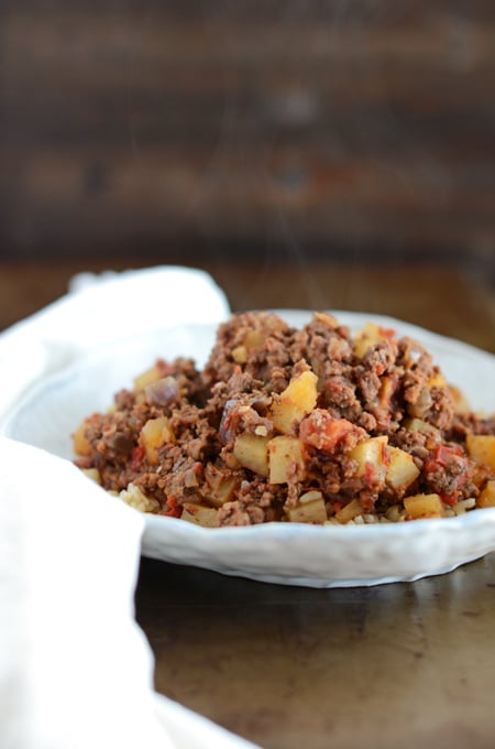 Beef Picadillo Over Brown Rice