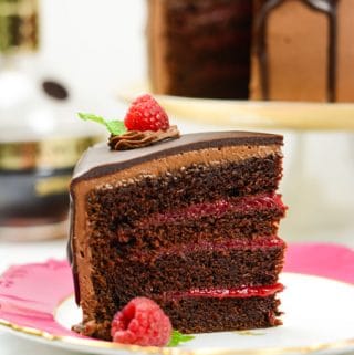 Chocolate Raspberry Cake with Whipped Ganache Frosting