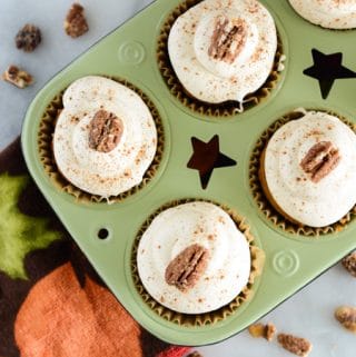 Pumpkin Cupcakes with Fluffy Maple Cream Cheese Frosting