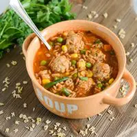 Mexican Alphabet Soup with Turkey Meatballs