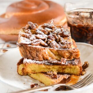 Overnight French Toast with Maple-Pecan Syrup