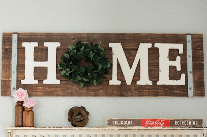 Home Wreath Wooden Wall Plaque