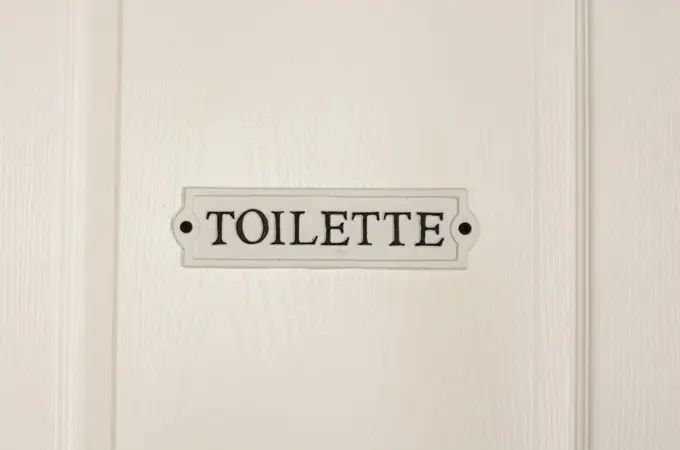 Abbott Collection "Toilette" Sign, 8 1/4" - Antique White/Beige