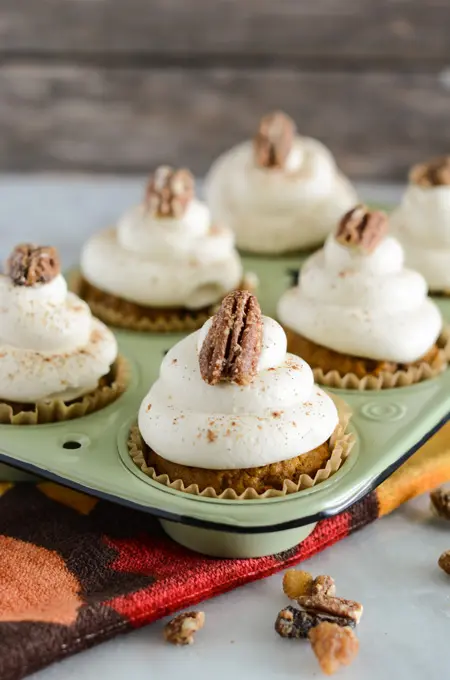 Pumpkin Cupcakes with Fluffy Cream Cheese Frosting