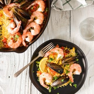 Oven Roasted Mussels and Shrimp Paella