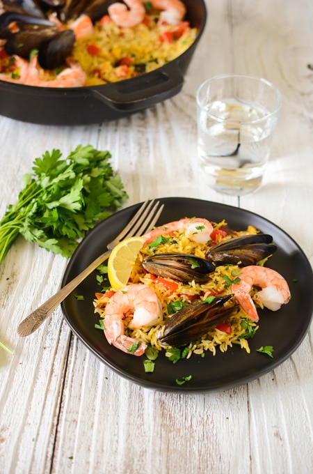Oven Roasted Mussels and Shrimp Paella