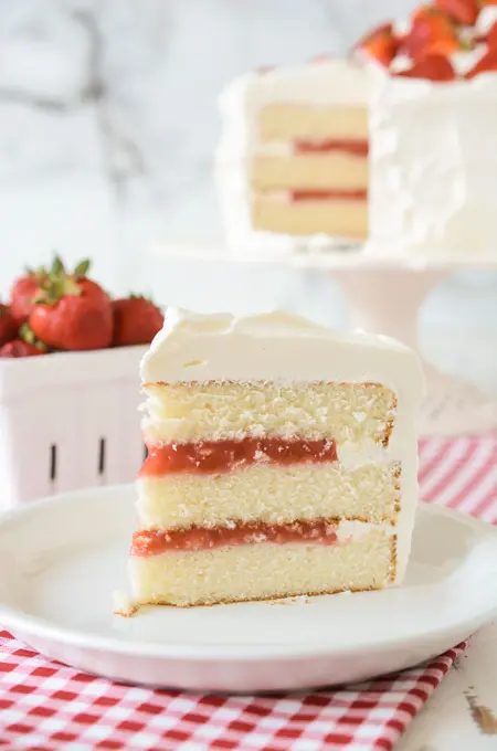 White Cake with Strawberry Filling