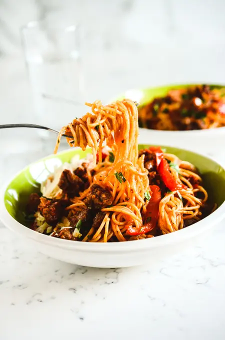 Spaghetti with Sausage and Peppers