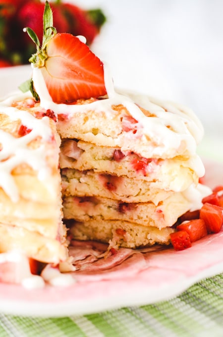Strawberry Buttermilk Pancakes with Cream Cheese Icing