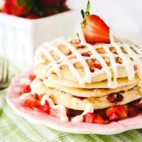 Strawberry Buttermilk Pancakes with Cream Cheese Icing