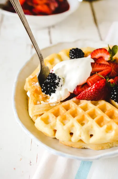 Waffles of Insane Greatness with Strawberry Compote