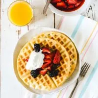 Waffles of Insane Greatness with Strawberry Compote