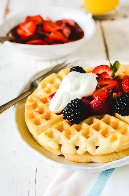 Waffles of Insane Greatness with Strawberry Compote