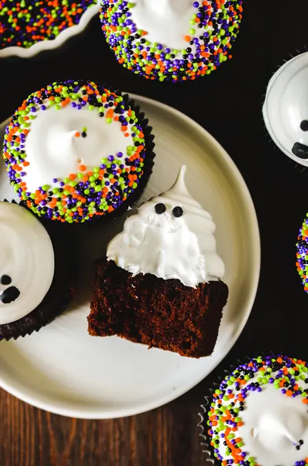 Devil's Food Ghost Cupcakes