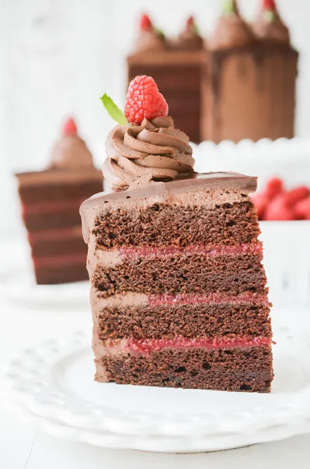 Chocolate Raspberry Cake with Whipped Ganache Frosting