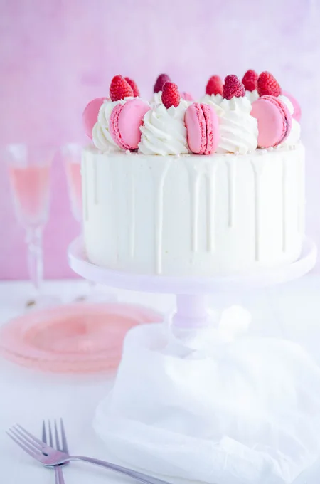 White Chocolate Raspberry Drip Cake