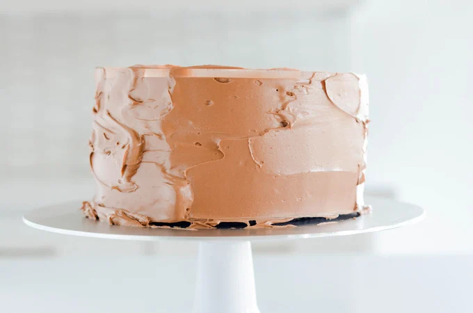 Chocolate Root Beer Float Cake with chocolate frosting on the cake.