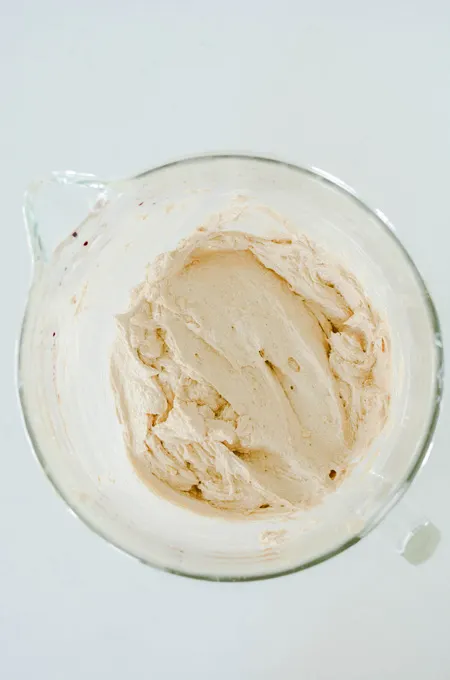 Chocolate Root Beer Float Cake overhead shot of cake batter with eggs.