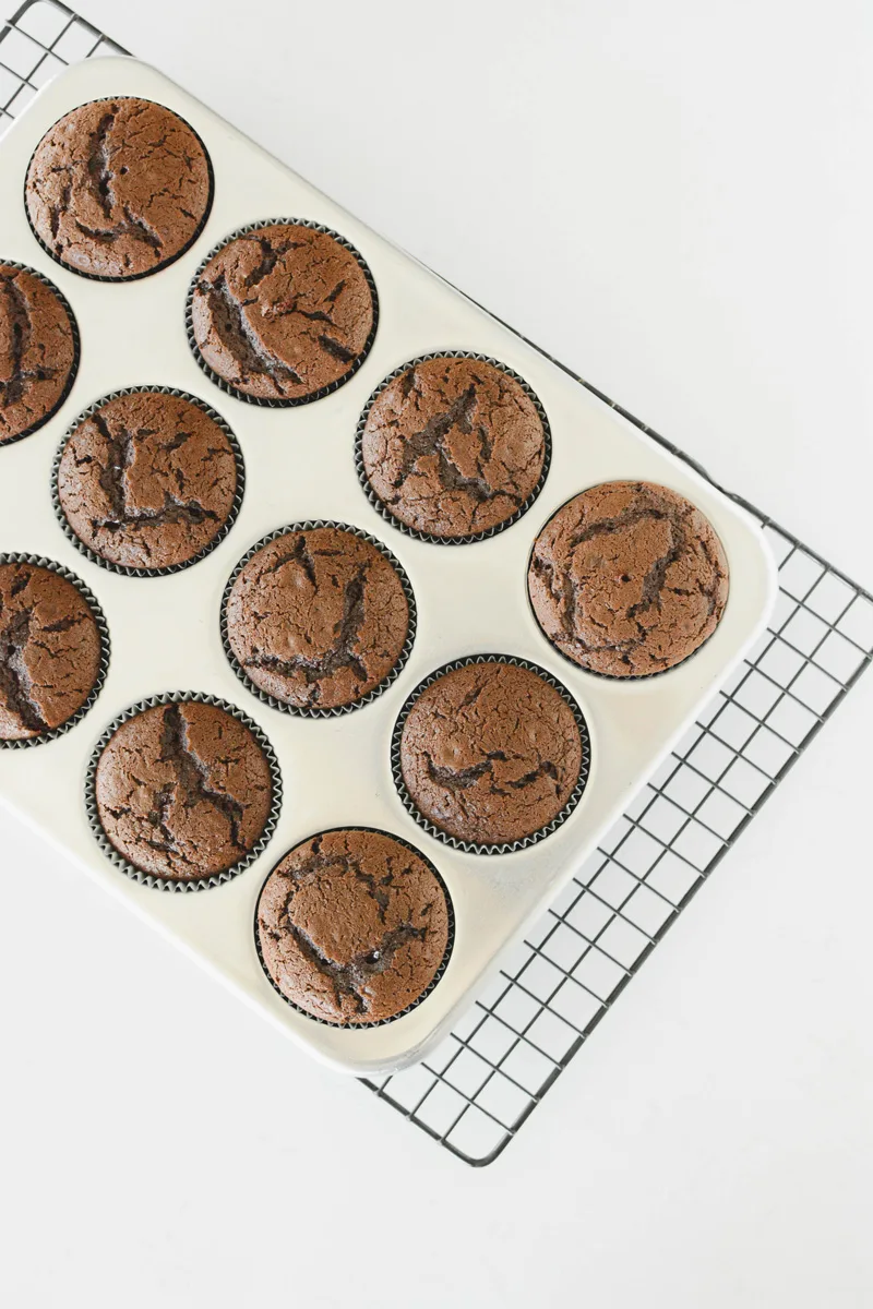 Chocolate Cream Cupcakes baked in cupcake pan.