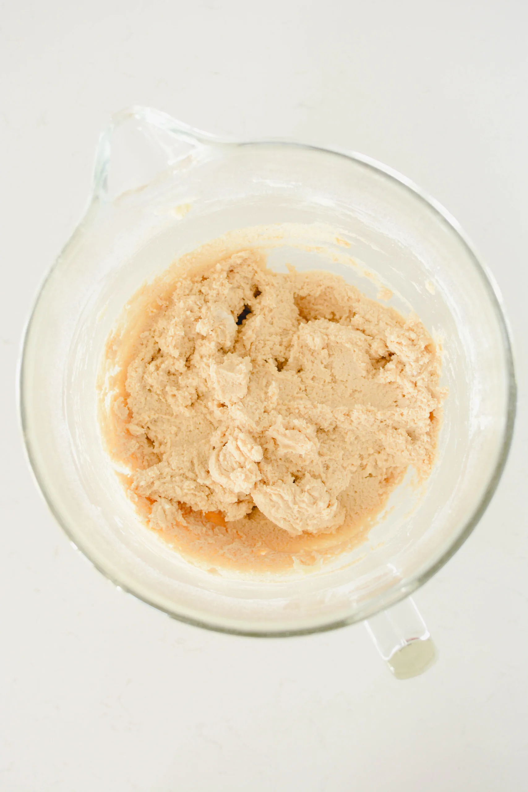 Overhead shot of completed cookie dough for Snickerdoodles.