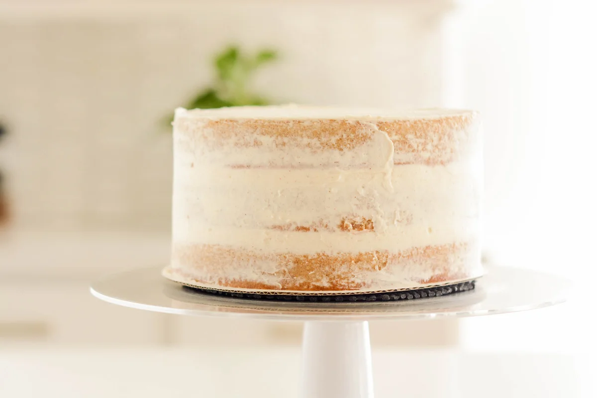 Crumb coated Snickerdoodle Layer Cake.