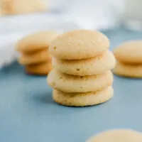 Close up of Homemade Vanilla Wafers stacked.