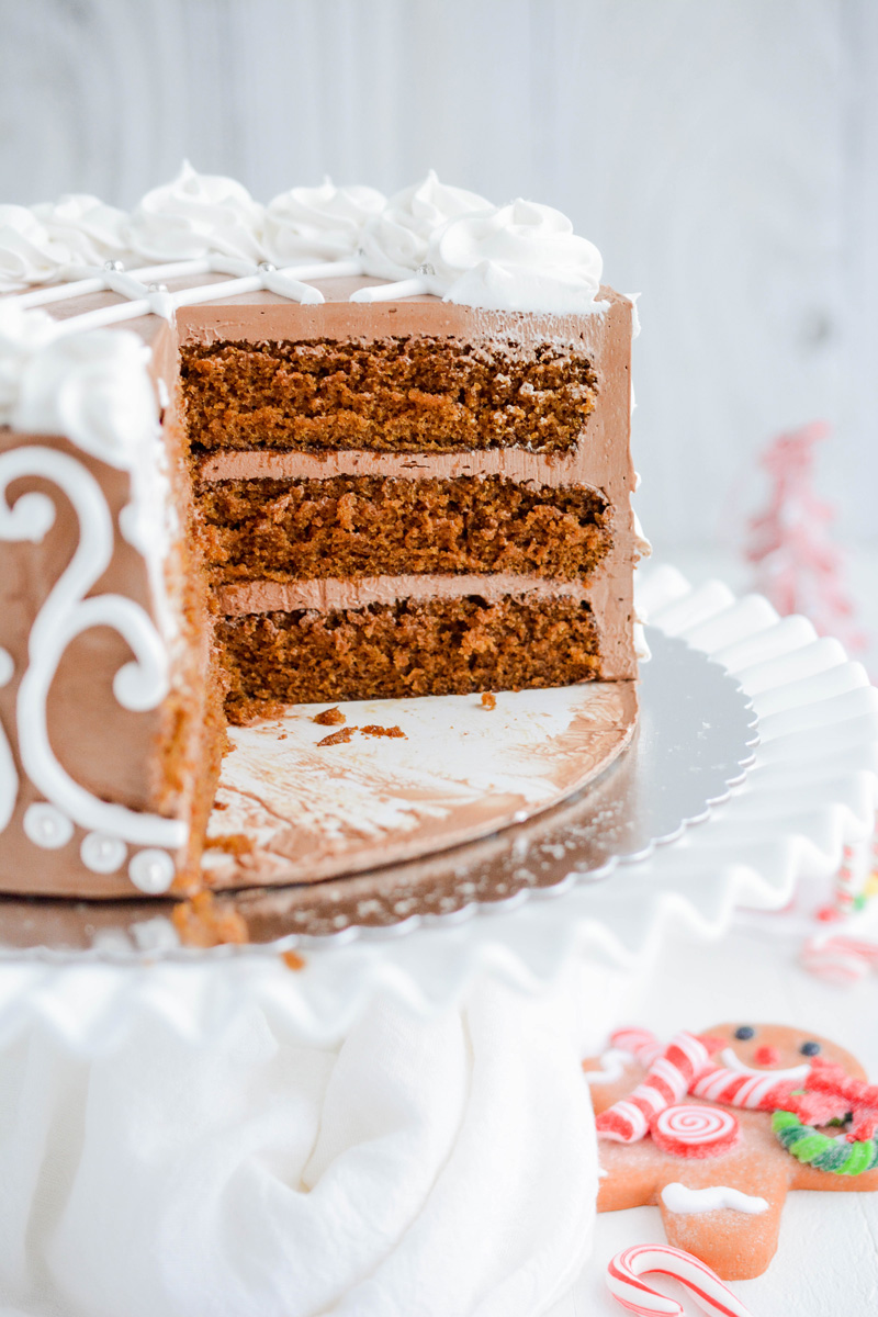 Close up of Festive Gingerbread Layer Cake layers.
