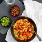 Overhead shot of Simple Shrimp and Grits.