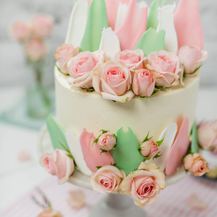 Blooms and Brushstrokes Vanilla Strawberry Cake