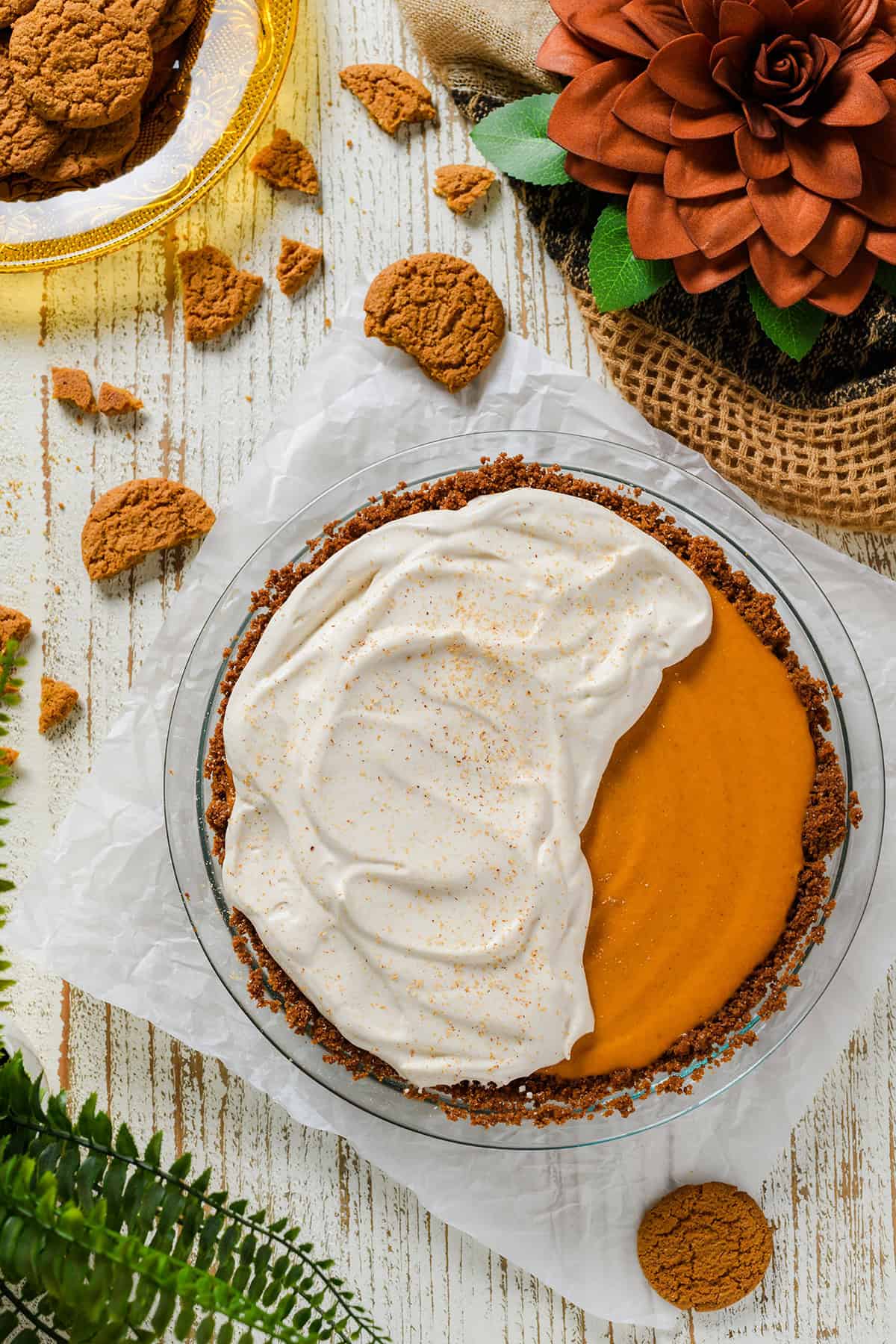 Pumpkin Pie with Gingersnap Crust - The Cake Chica