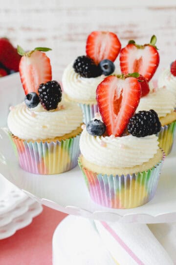 White Cupcakes with Mixed Berry Filling cover image.