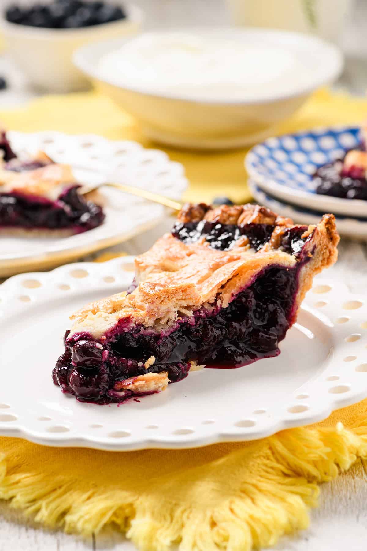 Close up of Blueberry Pie slice.