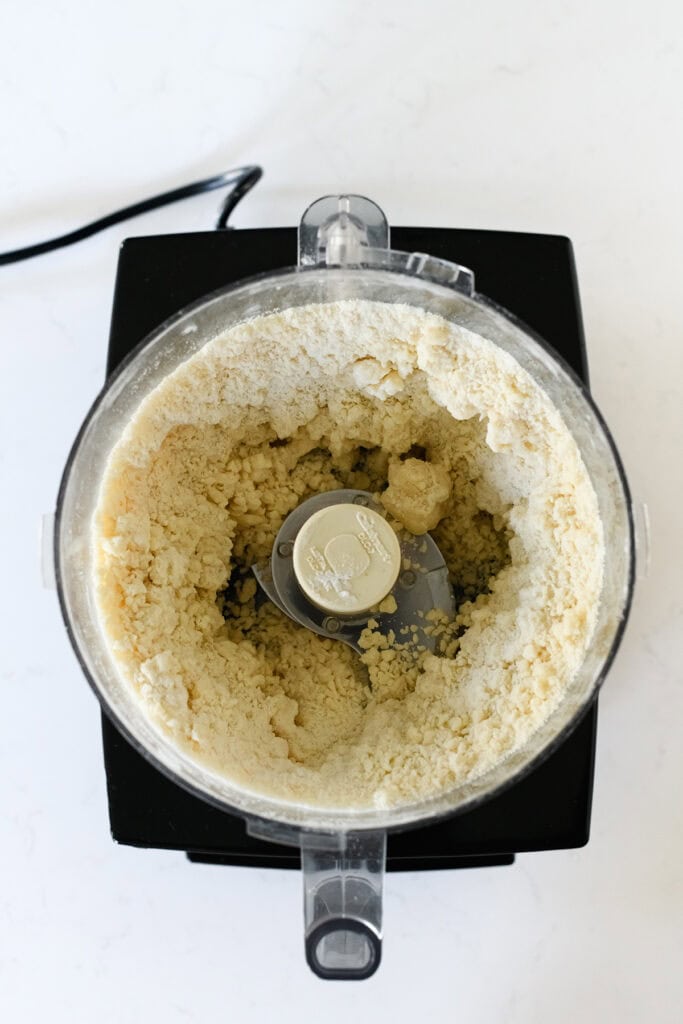 Overhead shot of Step 2 of pie dough process for Easy Cherry Pie.