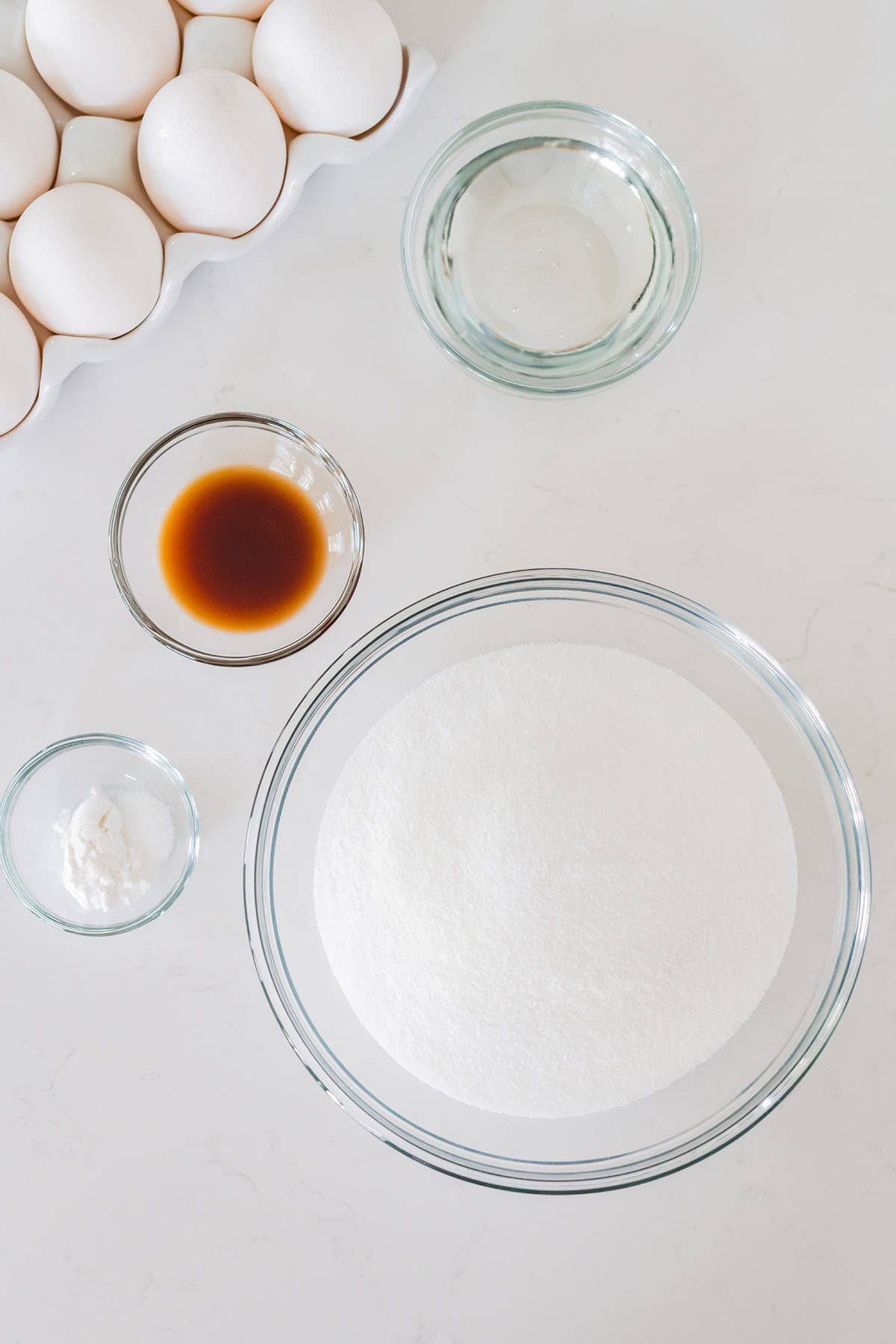 Overhead shot of marshmallow frosting for Devil's Food Ghost Cupcakes.