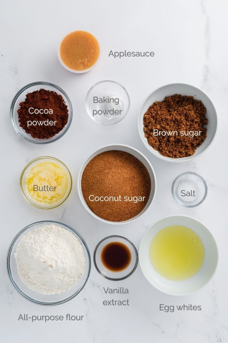 Overhead shot of ingredients for Lightened Up Brownie a la Mode.