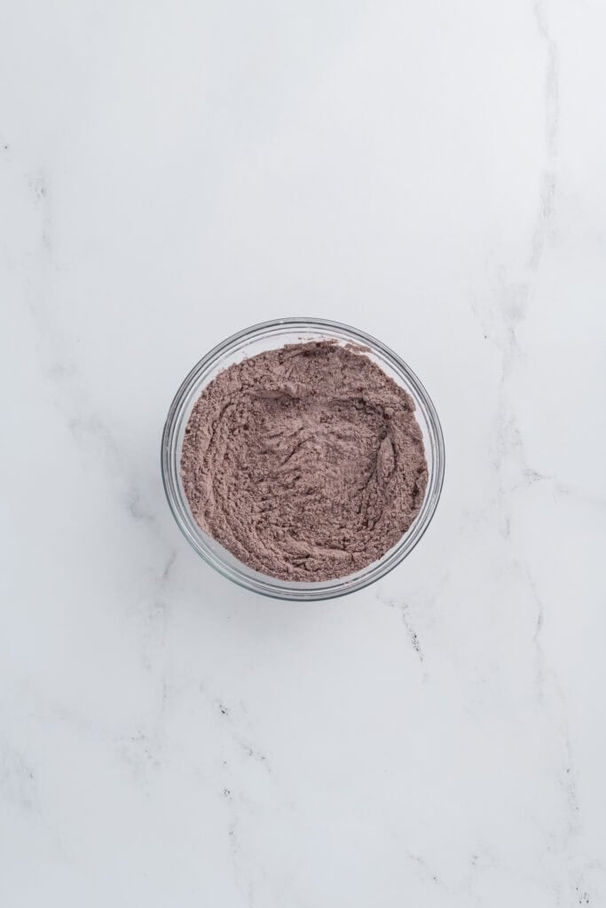 Overhead shot of dry ingredients for Lighted Up Brownie a la Mode.